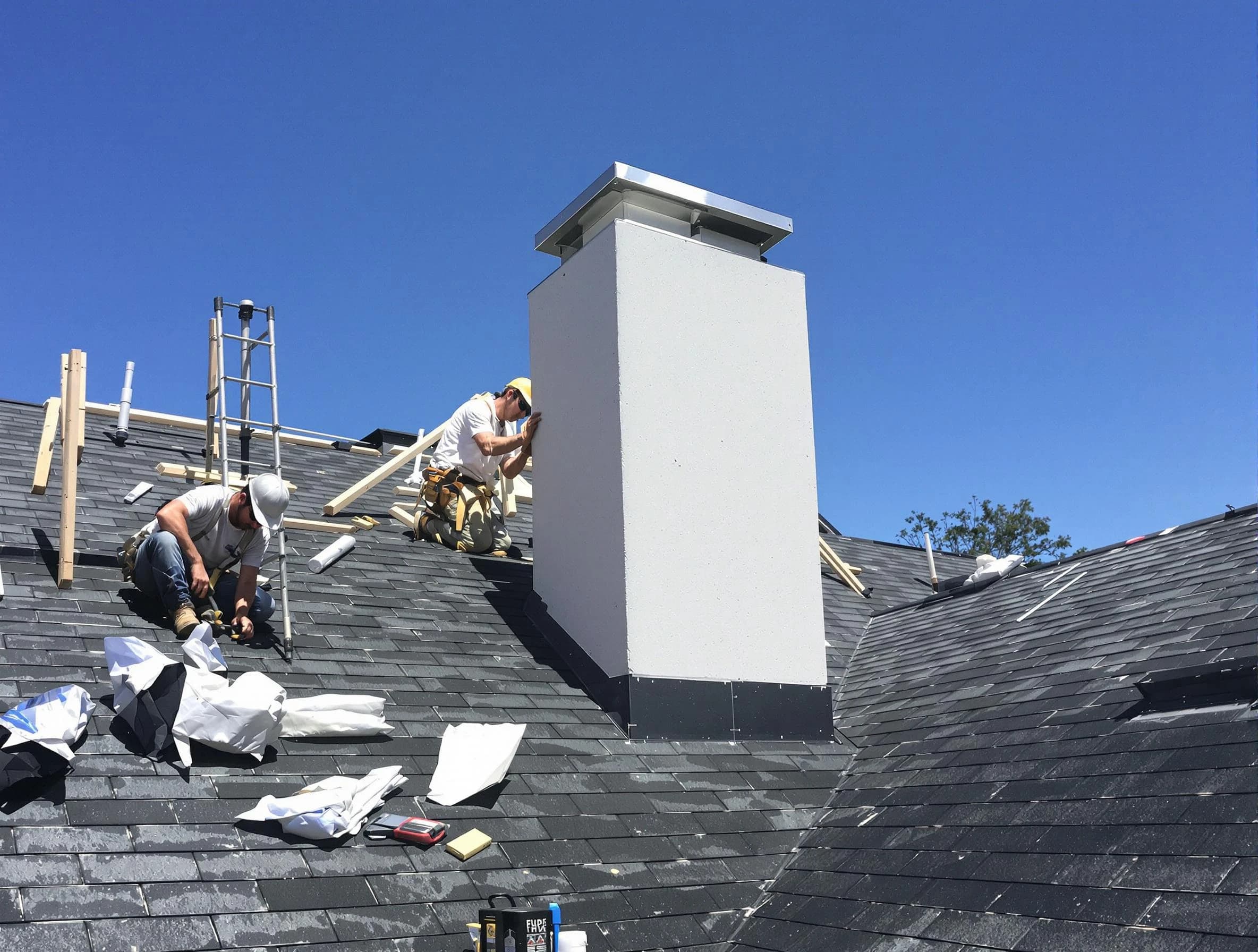 Passaic Chimney Sweep crew installing a new chimney in Passaic, NJ