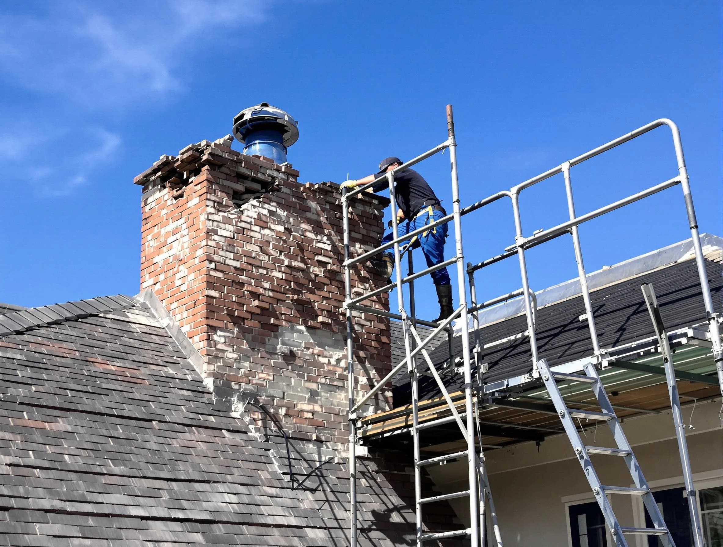 Rebuilding a chimney structure by Passaic Chimney Sweep in Passaic, NJ