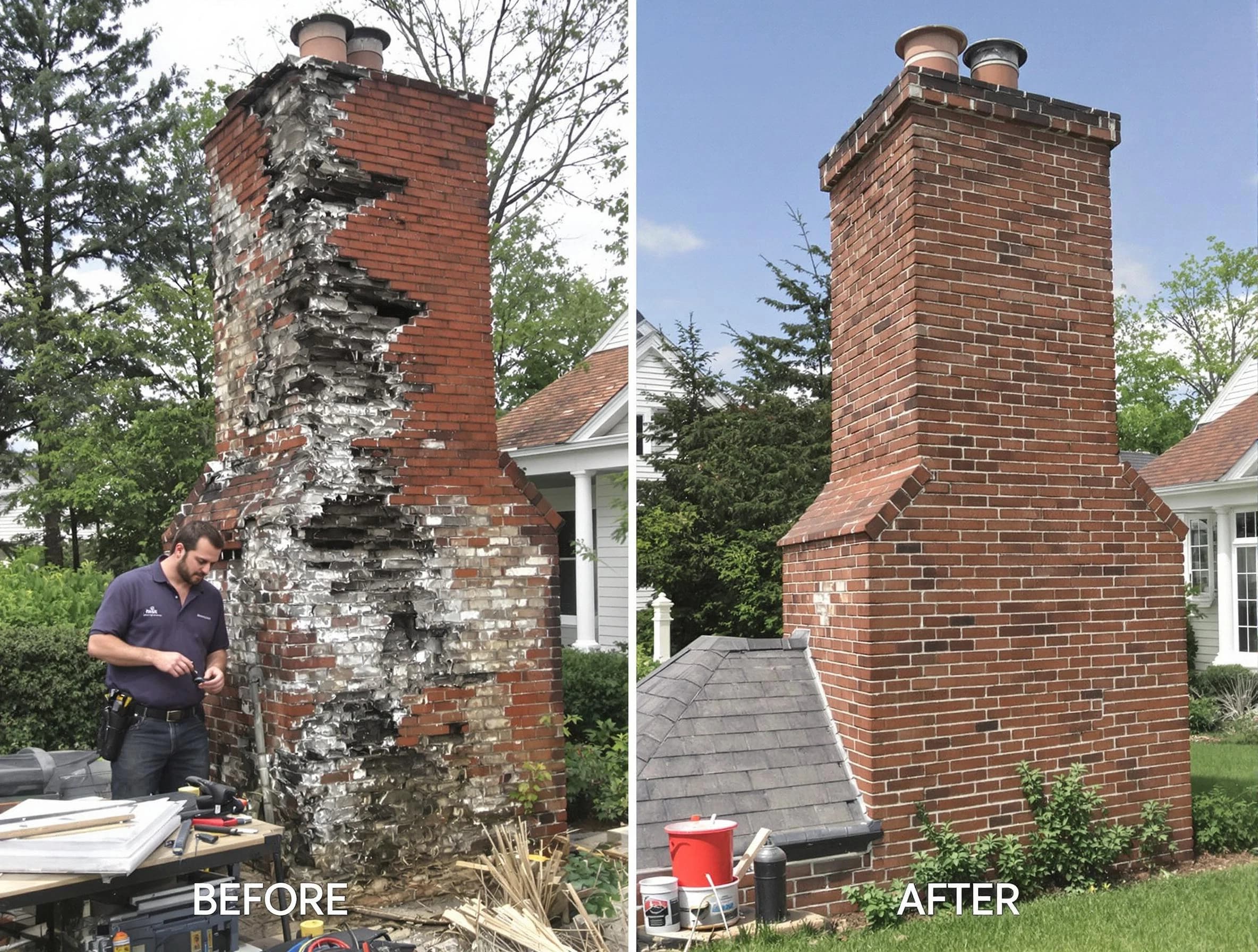Passaic Chimney Sweep performing a full chimney restoration in Passaic, NJ