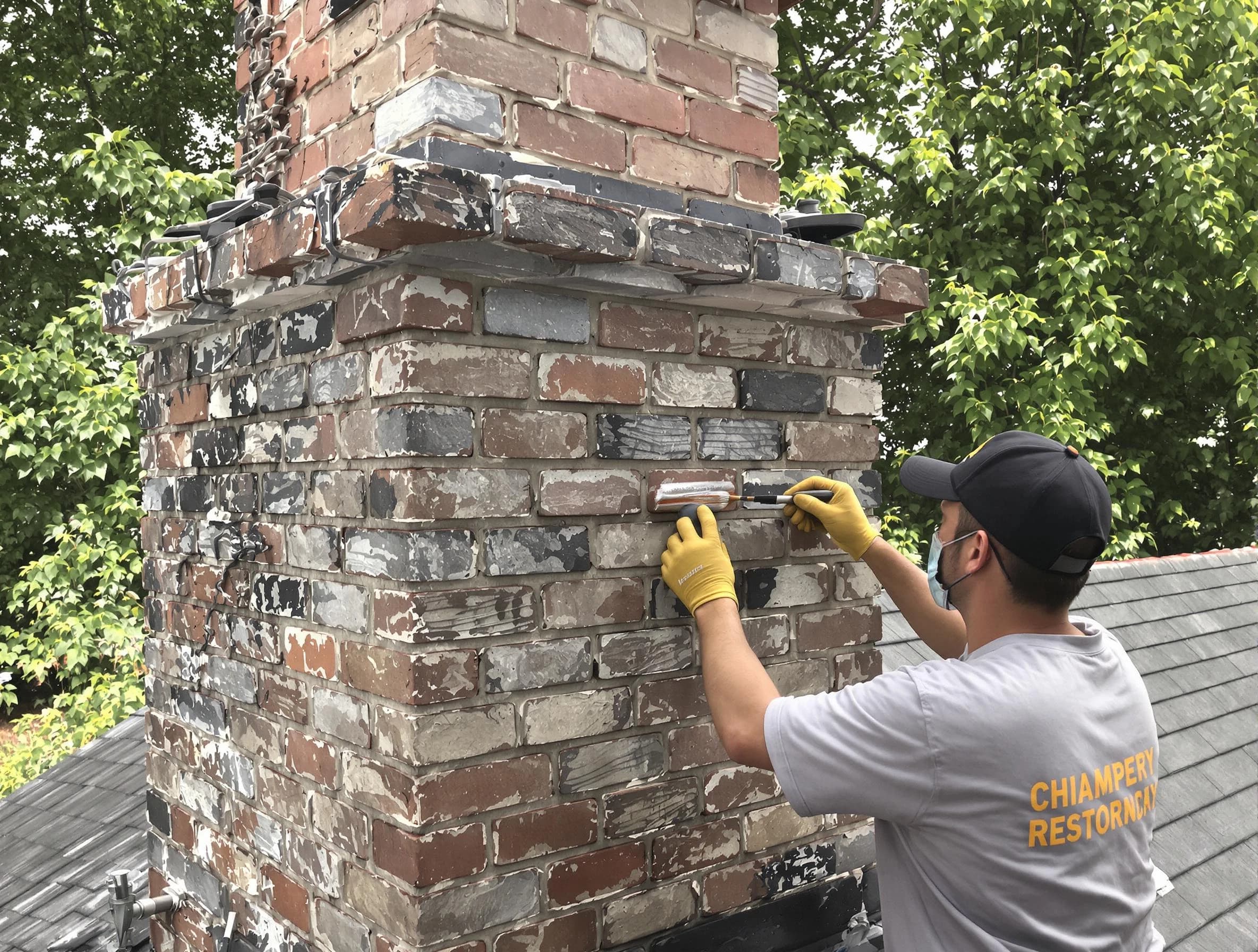 In-progress chimney restoration by Passaic Chimney Sweep in Passaic, NJ