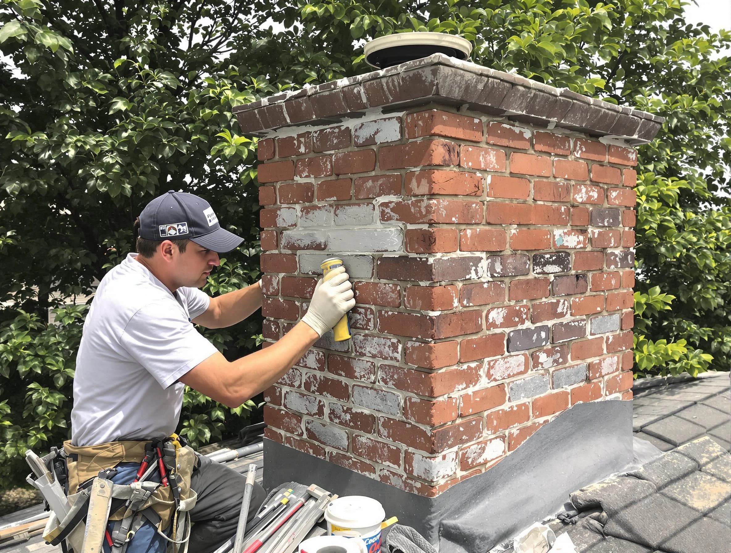 Passaic Chimney Sweep restoring an aging chimney in Passaic, NJ