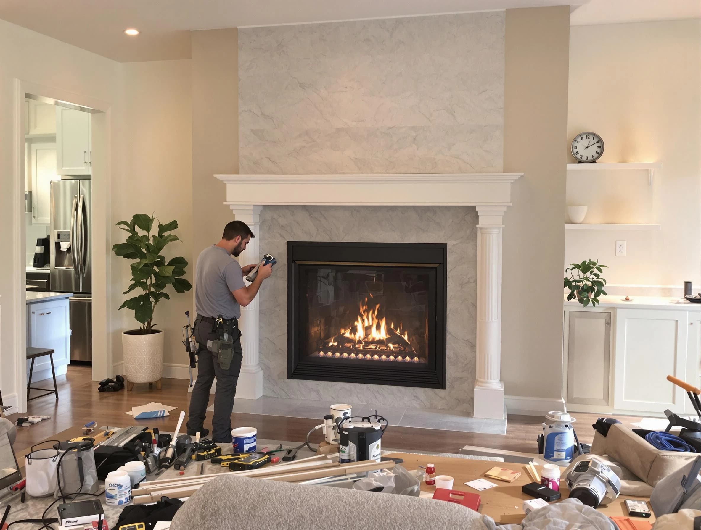 Newly installed fireplace by Passaic Chimney Sweep in Passaic, NJ