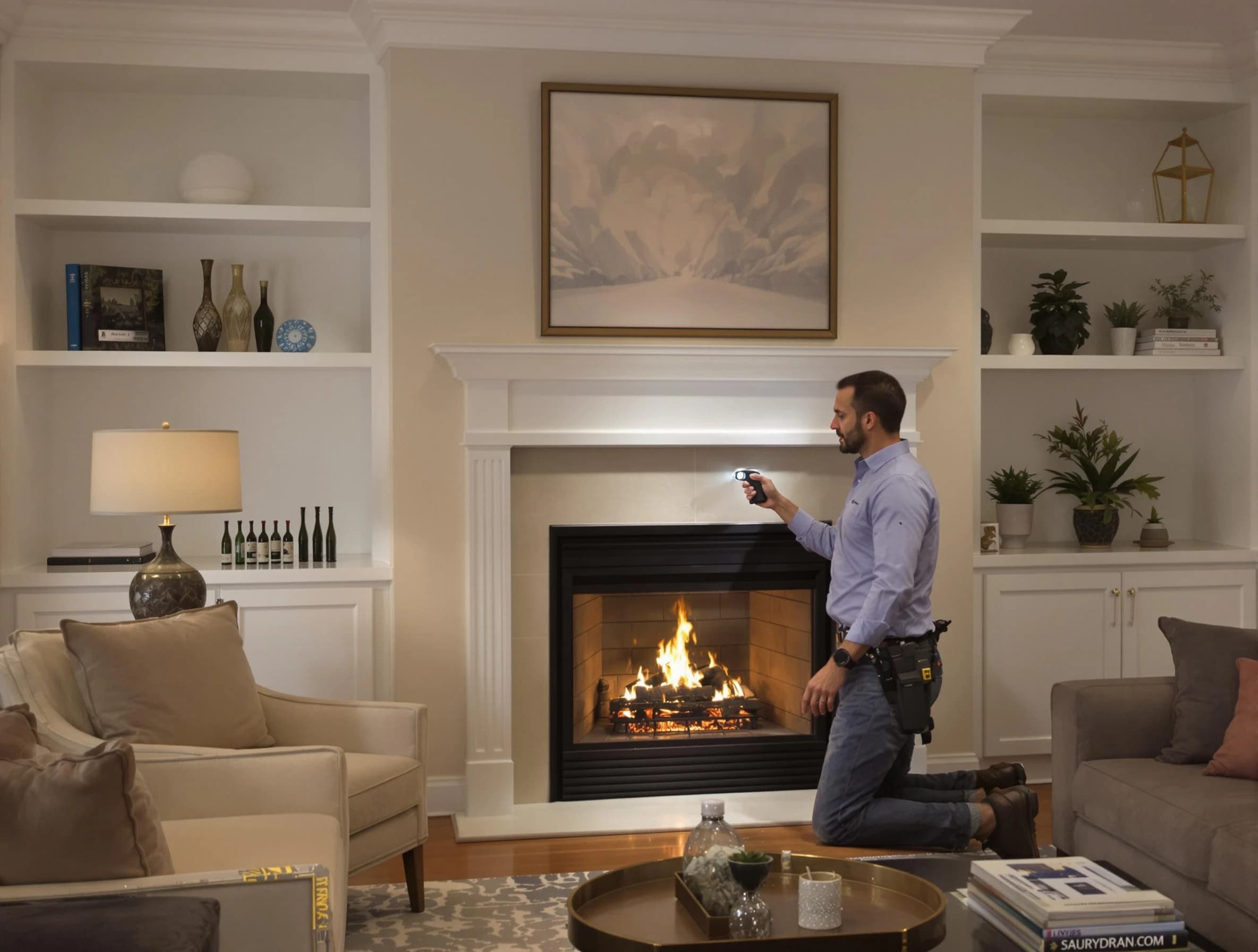 Passaic Chimney Sweep conducting a fireplace safety inspection in Passaic, NJ