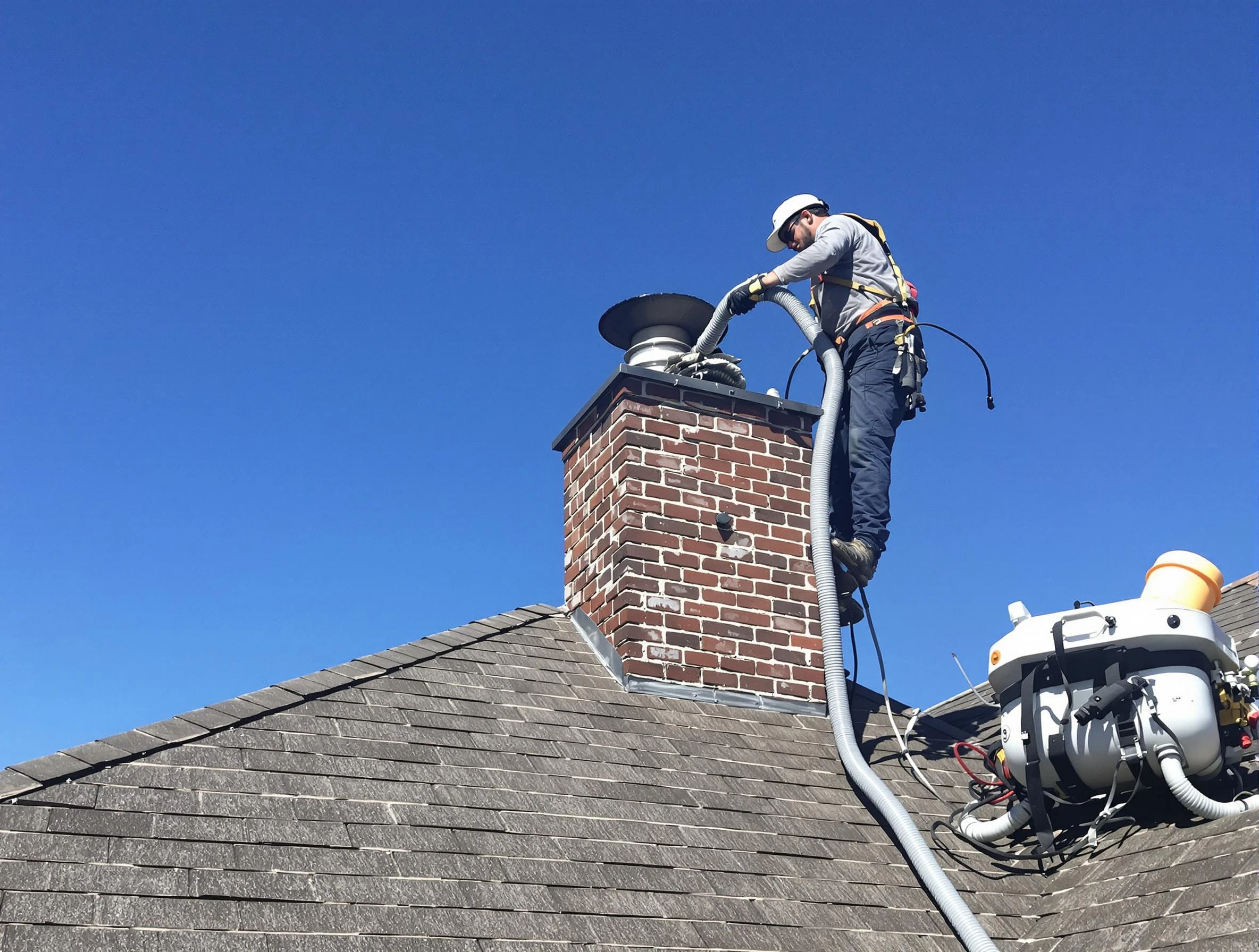 Dedicated Passaic Chimney Sweep team member cleaning a chimney in Passaic, NJ