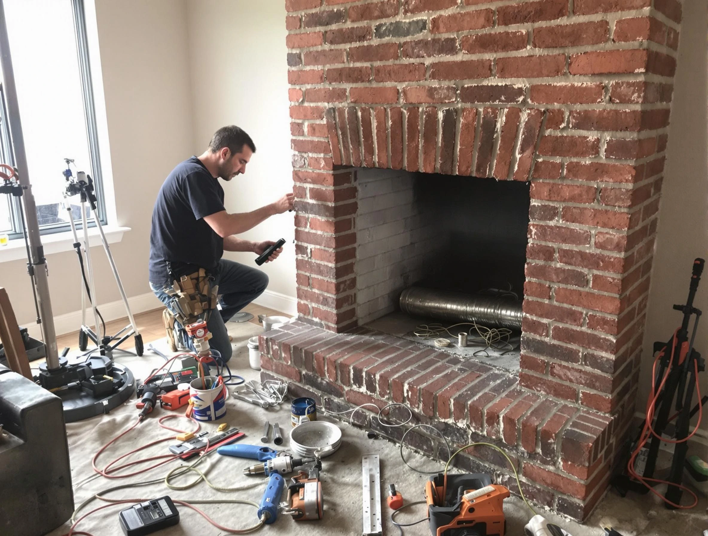 Passaic Chimney Sweep specialist finalizing chimney liner service in Passaic, NJ