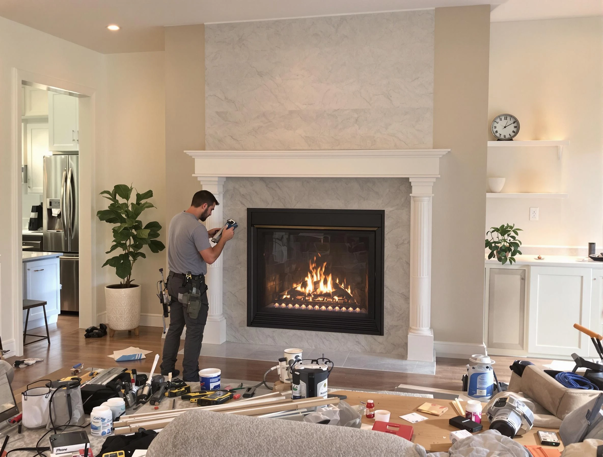 Newly installed fireplace by Passaic Chimney Sweep in Passaic, NJ